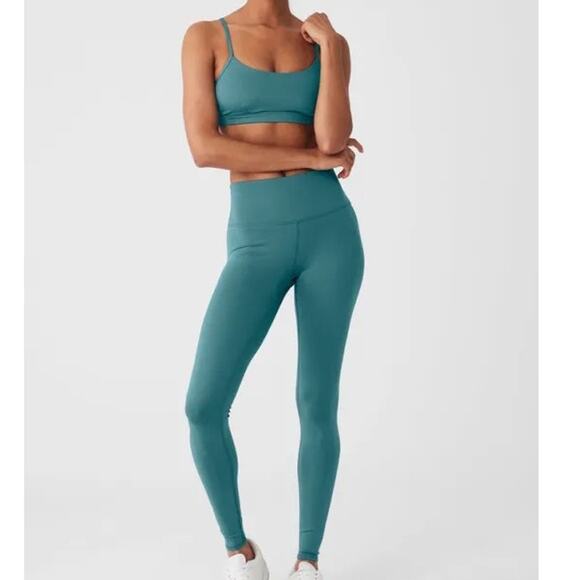 Alo Yoga Airlift Intrigue Bra High-Waist Airlift Leggings Teal Agate Small NWT - Picture 1 of 16